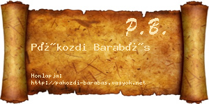 Pákozdi Barabás névjegykártya